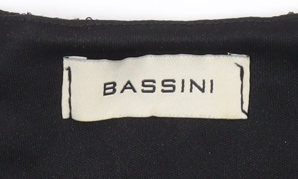 Womens UK Size 14 BASSINI Black Basic Blouse