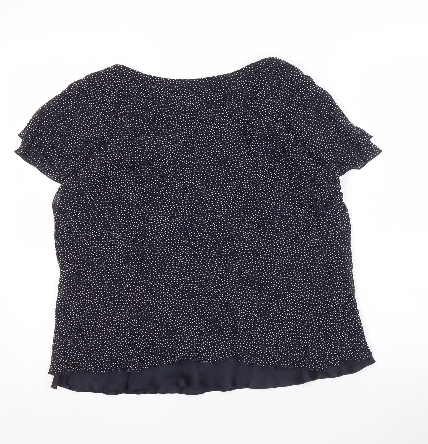 Roman Originals Women's Blue Polka Dot V-Neck Blouse