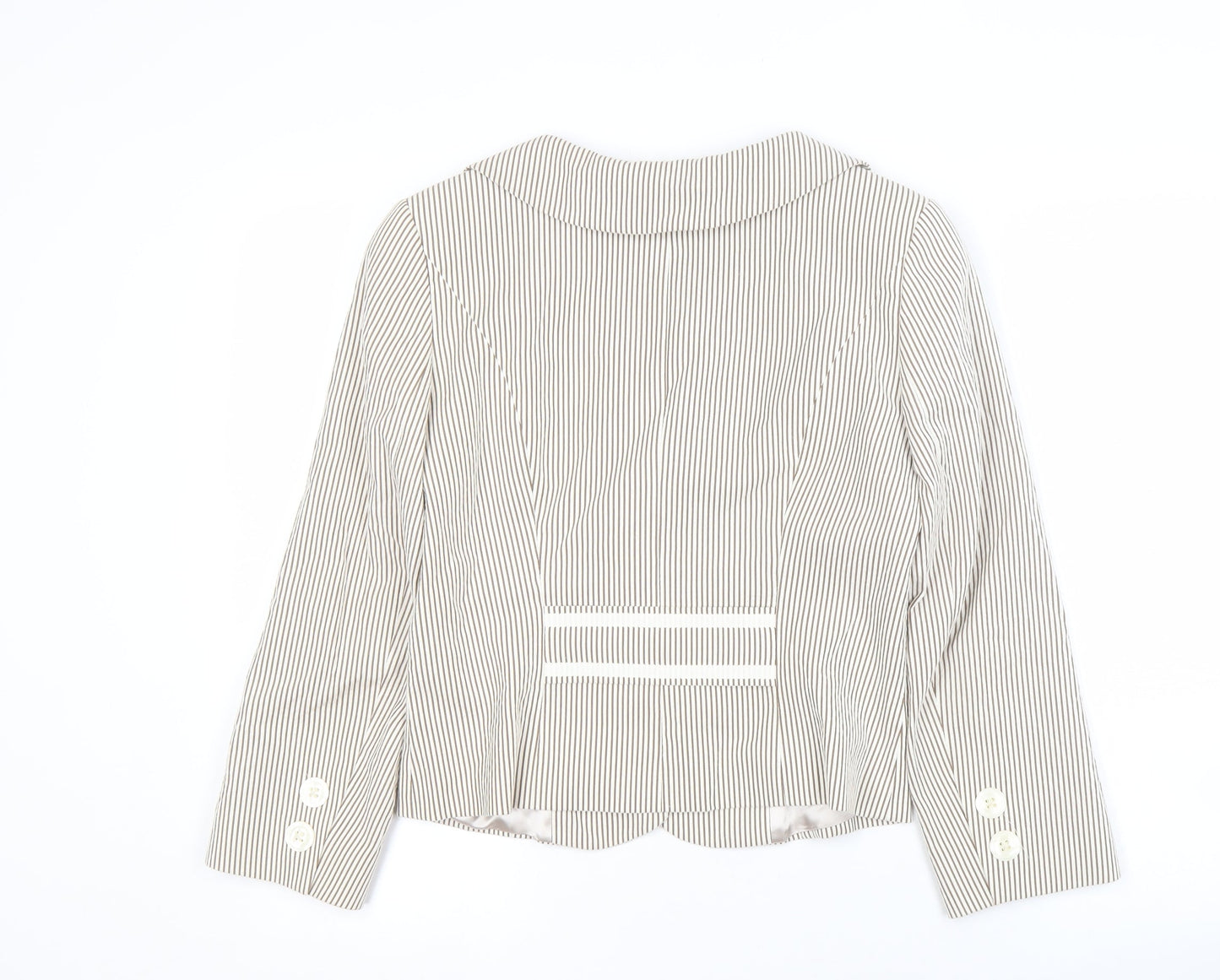 Hobbs Women's Beige Pinstripe Blazer Slim Fit Size 10