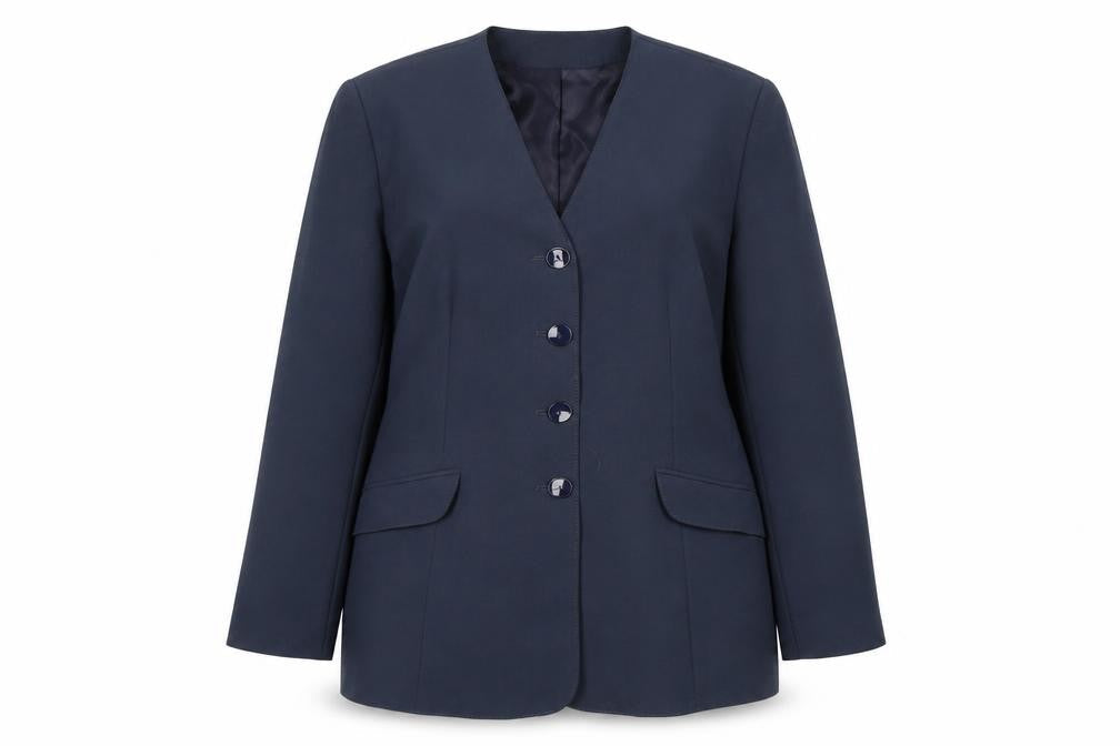 Front view of Alexara Women's Blue Blazer, size 14, Workwear
