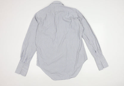 T.M. Lewin & Sons Men's Blue Striped Shirt, 15.5, Long Sleeve