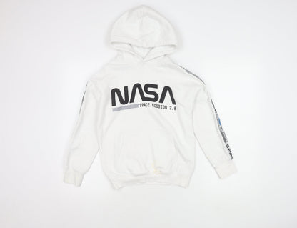 H&M Boys White NASA Hoodie 9-10 Years Pullover