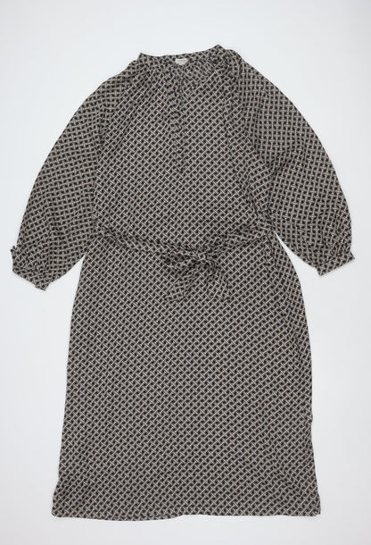 H&M Women's Black Geometric Dress - Size 8
