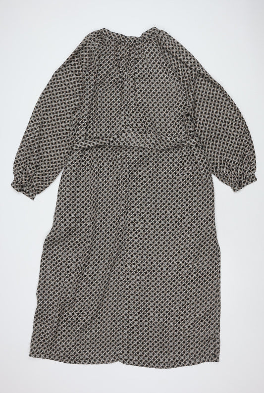 H&M Women's Black Geometric Dress - Size 8