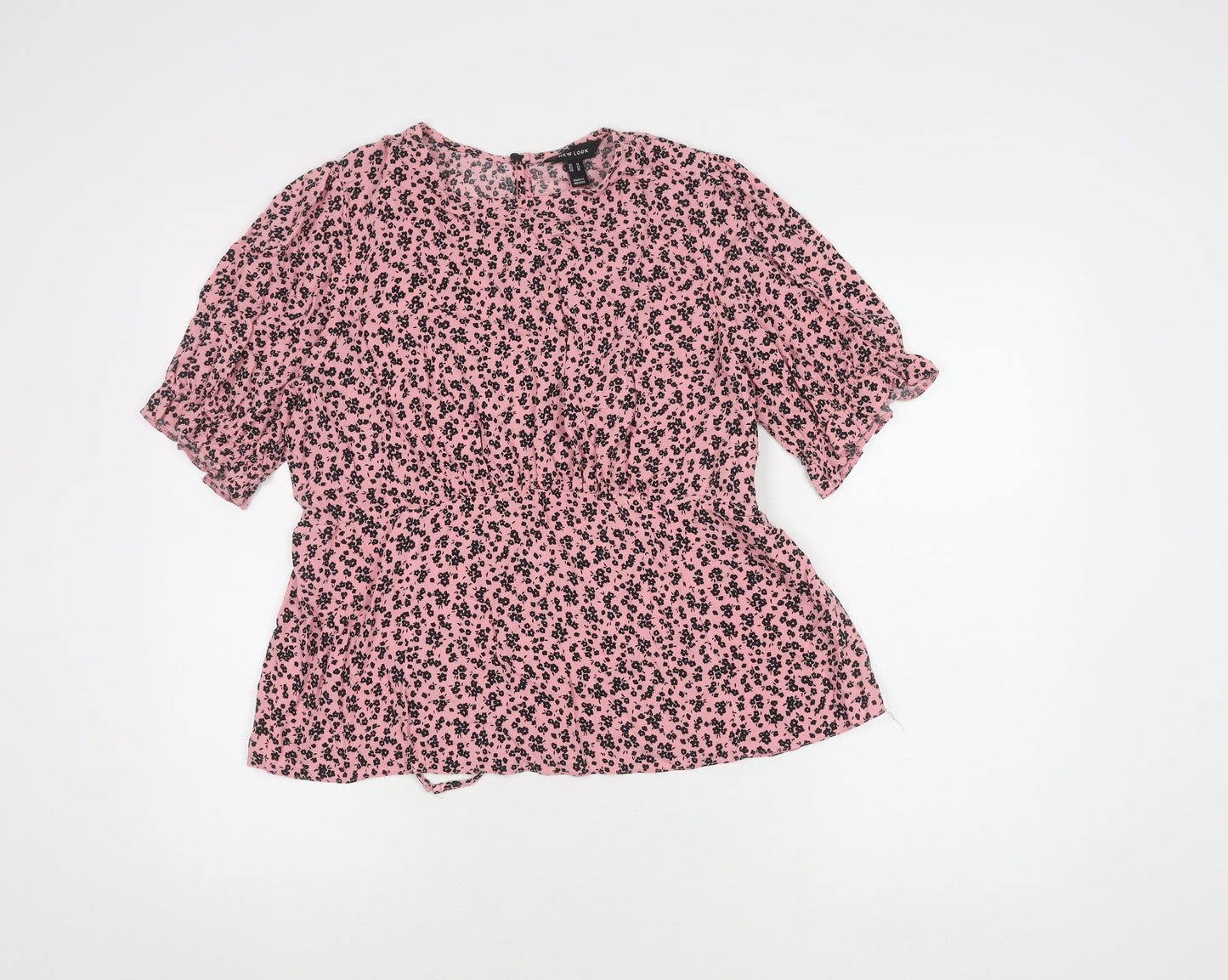 New Look Women's Pink Floral Top UK 14
