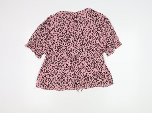 New Look Women's Pink Floral Top UK 14