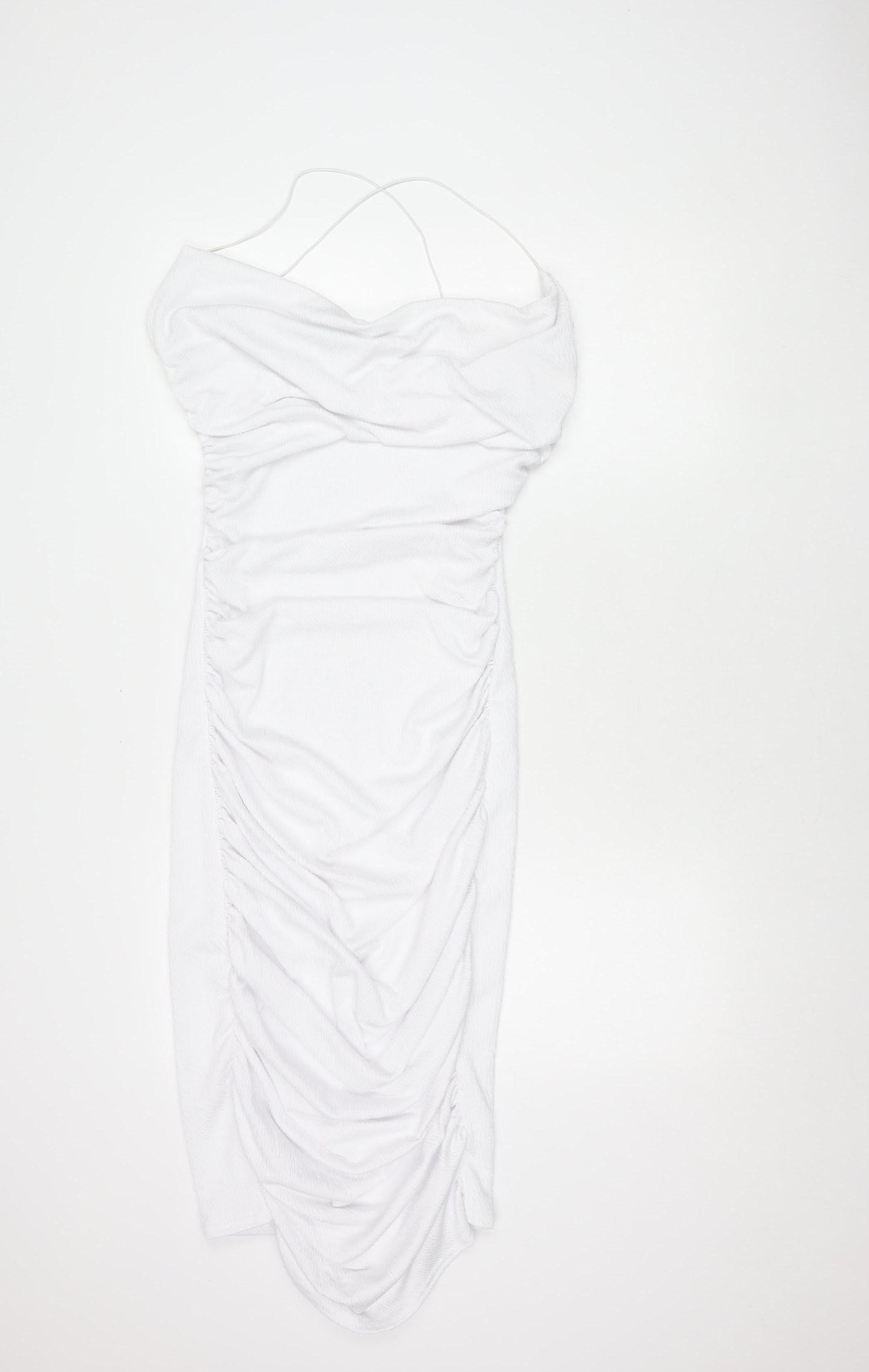 PrettyLittleThing Women's White Strappy Dress, Size 12, Elegant