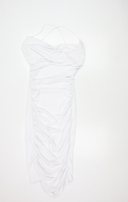 PrettyLittleThing Women's White Strappy Dress, Size 12, Elegant