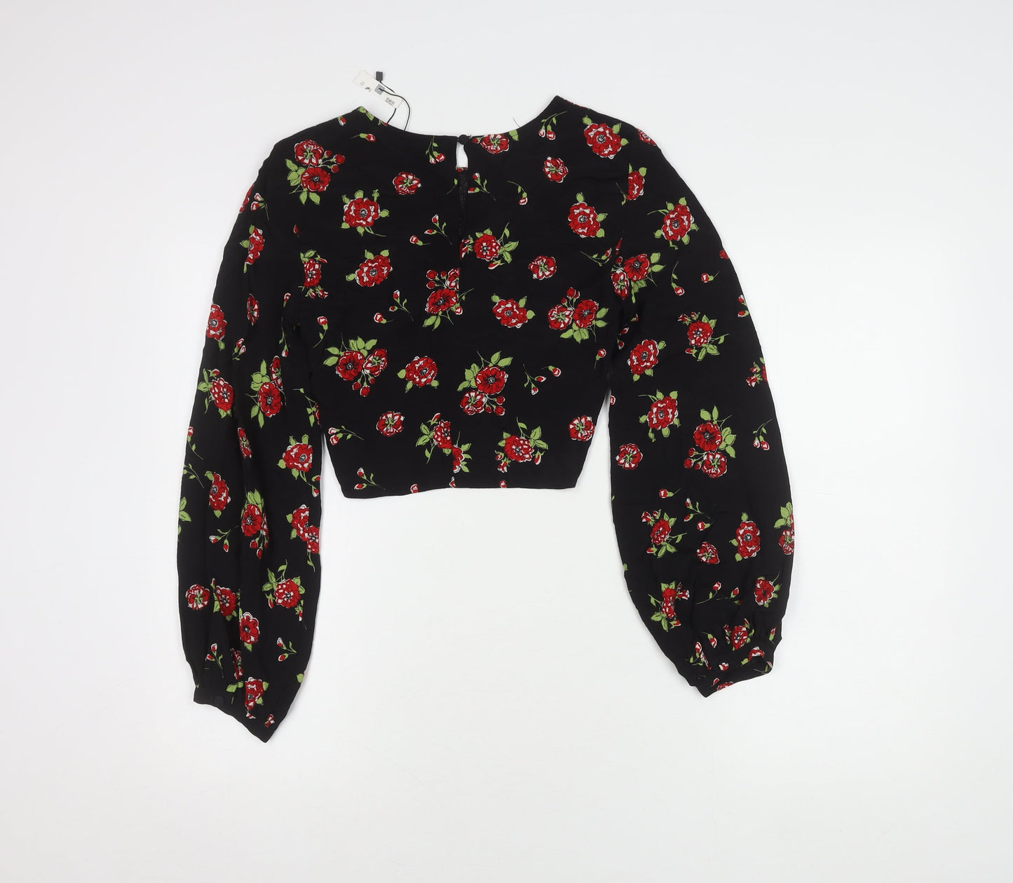 Womens UK Size XS Zara Black Cropped Blouse