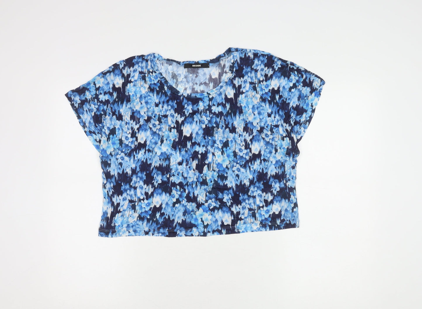 Womens UK Size L Bik Bok Blue Cropped T-Shirt