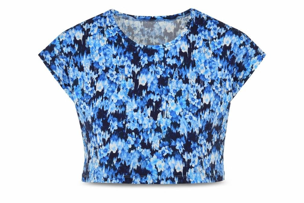 Womens UK Size L Bik Bok Blue Cropped T-Shirt