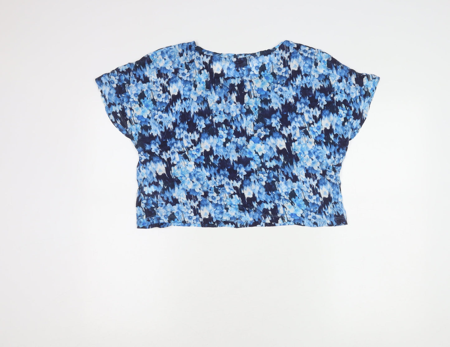 Womens UK Size L Bik Bok Blue Cropped T-Shirt