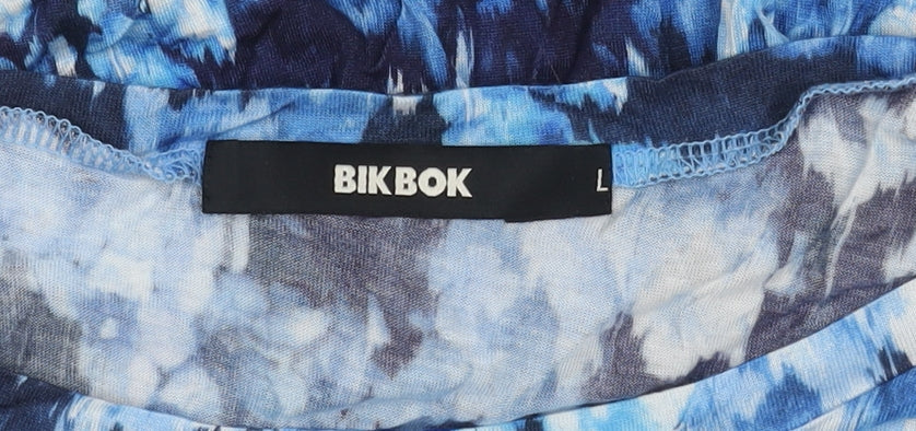 Womens UK Size L Bik Bok Blue Cropped T-Shirt