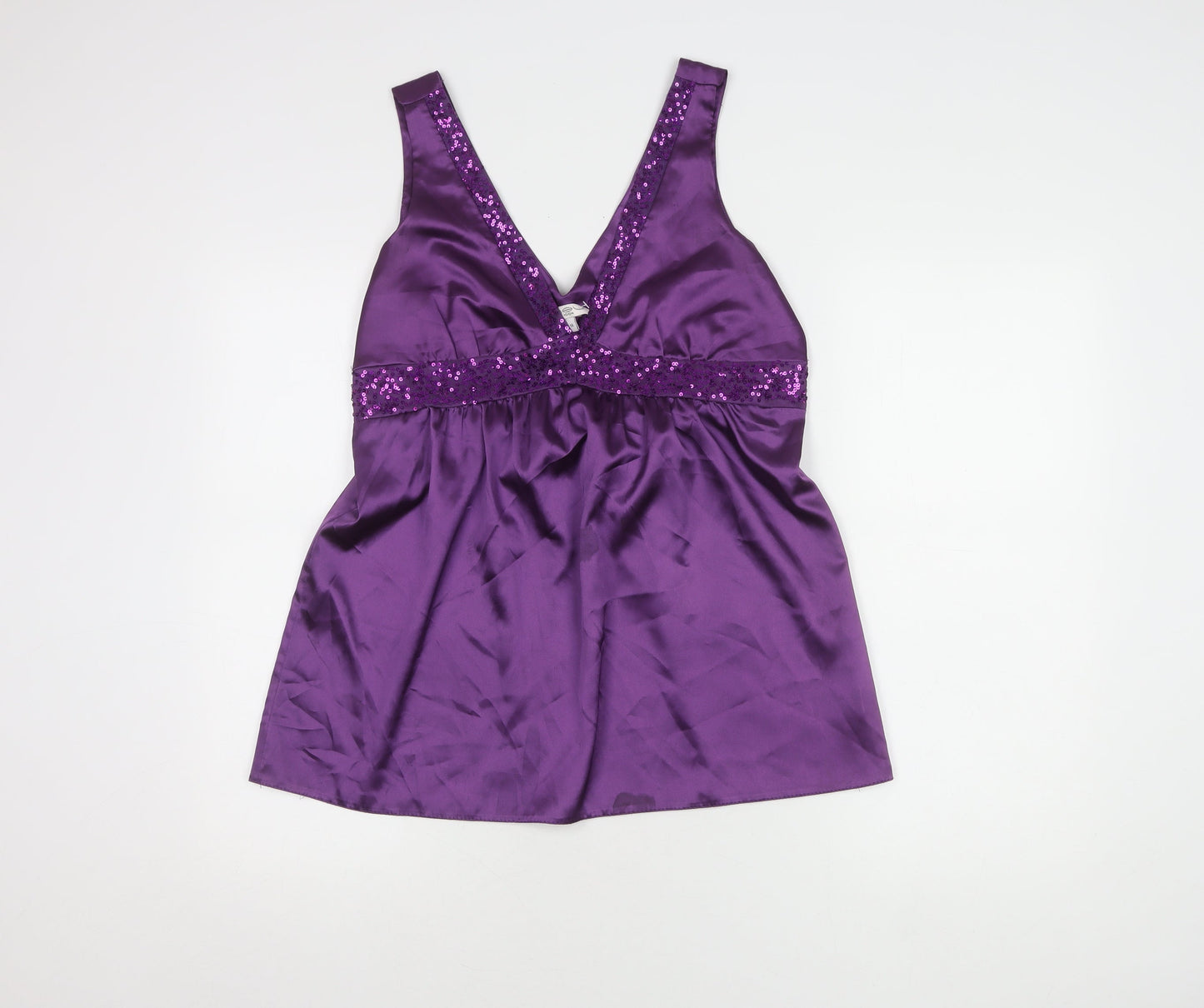 New Look Women's Purple Sequin Tunic Tank Size 14