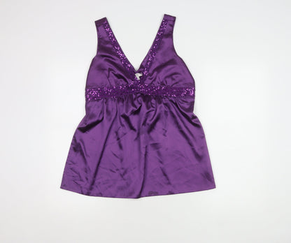 New Look Women's Purple Sequin Tunic Tank Size 14