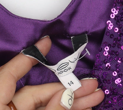 New Look Women's Purple Sequin Tunic Tank Size 14