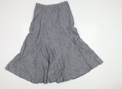 Monsoon Women's Grey Linen Flare Midi Skirt Size 12