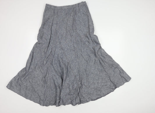 Monsoon Women's Grey Linen Flare Midi Skirt Size 12