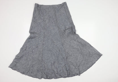 Monsoon Women's Grey Linen Flare Midi Skirt Size 12