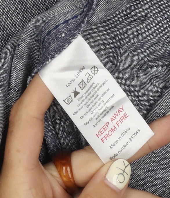 Monsoon Women's Grey Linen Flare Midi Skirt Size 12