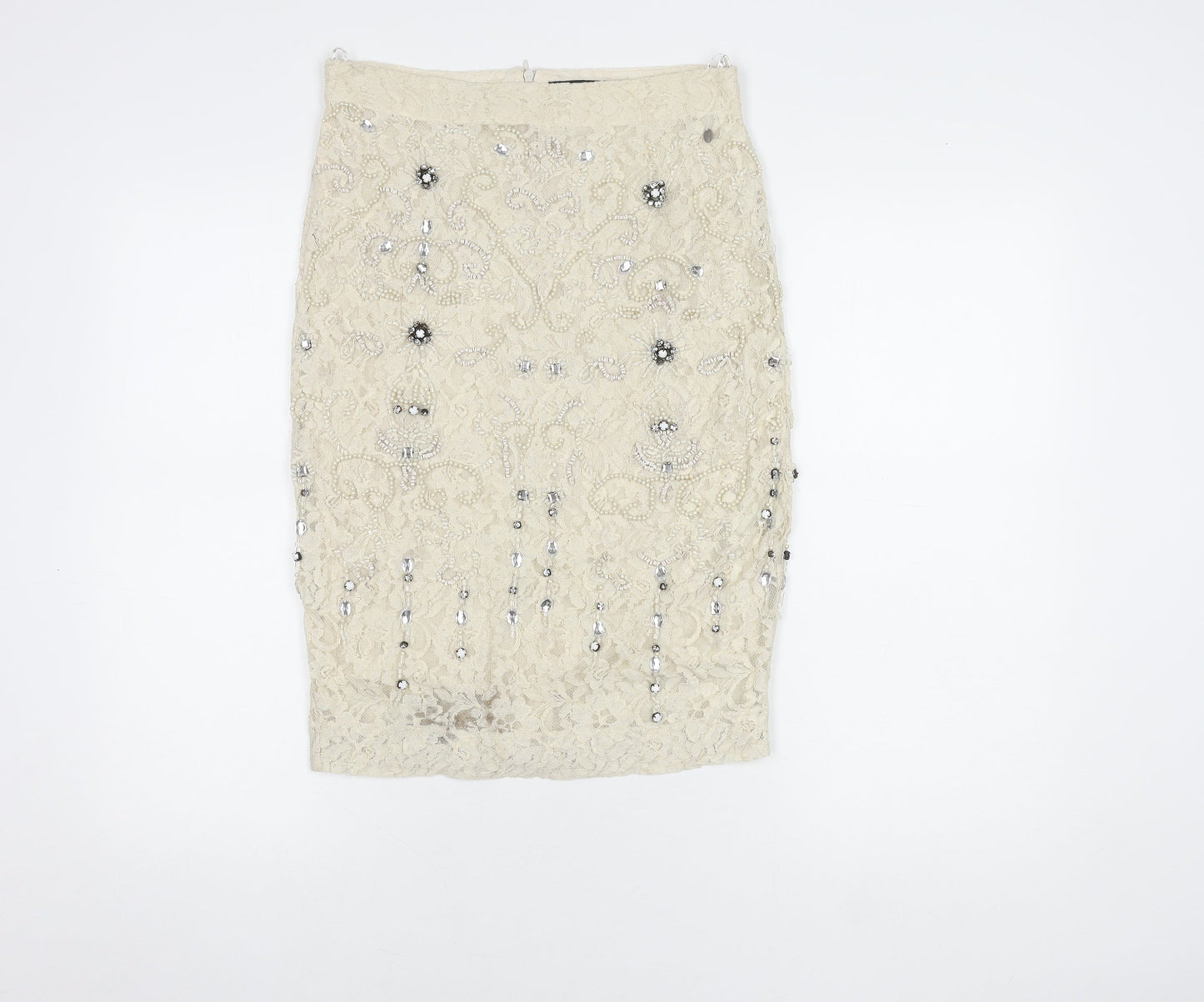Womens UK Size XS Zara Woman Straight & Pencil Lace Skirt