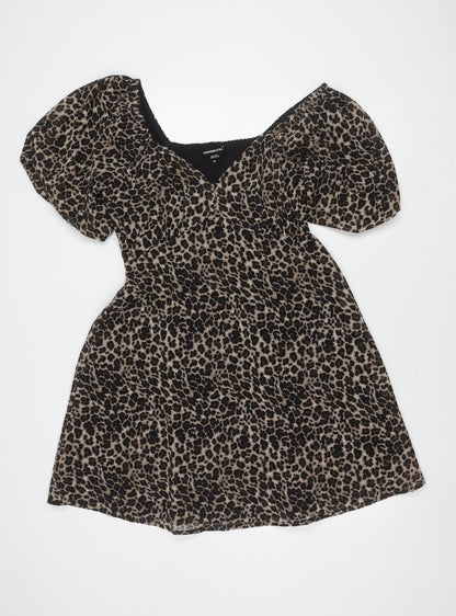 Wednesday's Girl Women's Black Animal Print Dress Size 14