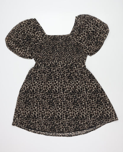 Wednesday's Girl Women's Black Animal Print Dress Size 14