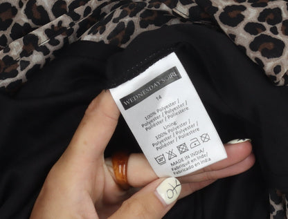 Wednesday's Girl Women's Black Animal Print Dress Size 14