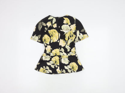 ASOS Women's Black Floral Top, Size 6, Short Sleeve