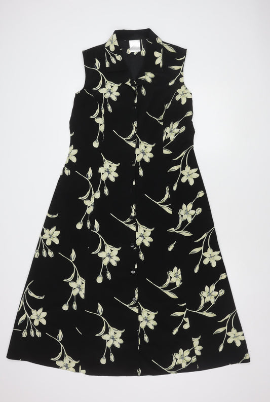 Classics Women's Black Floral Dress Size 14