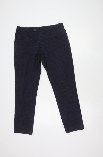 NEXT Men's Blue Check Trousers - Size M
