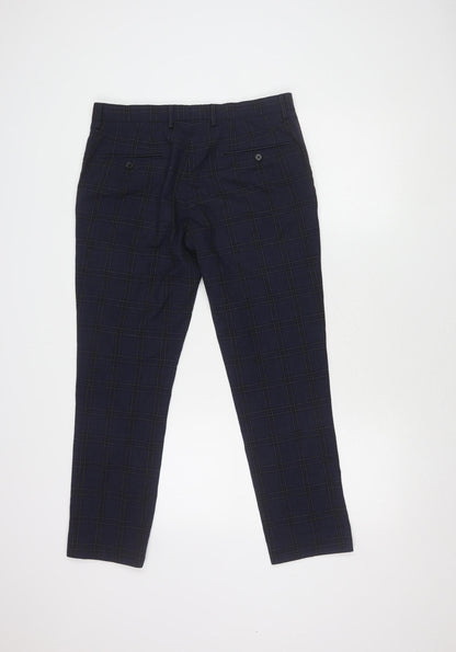NEXT Men's Blue Check Trousers - Size M