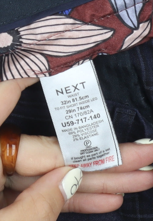 NEXT Men's Blue Check Trousers - Size M