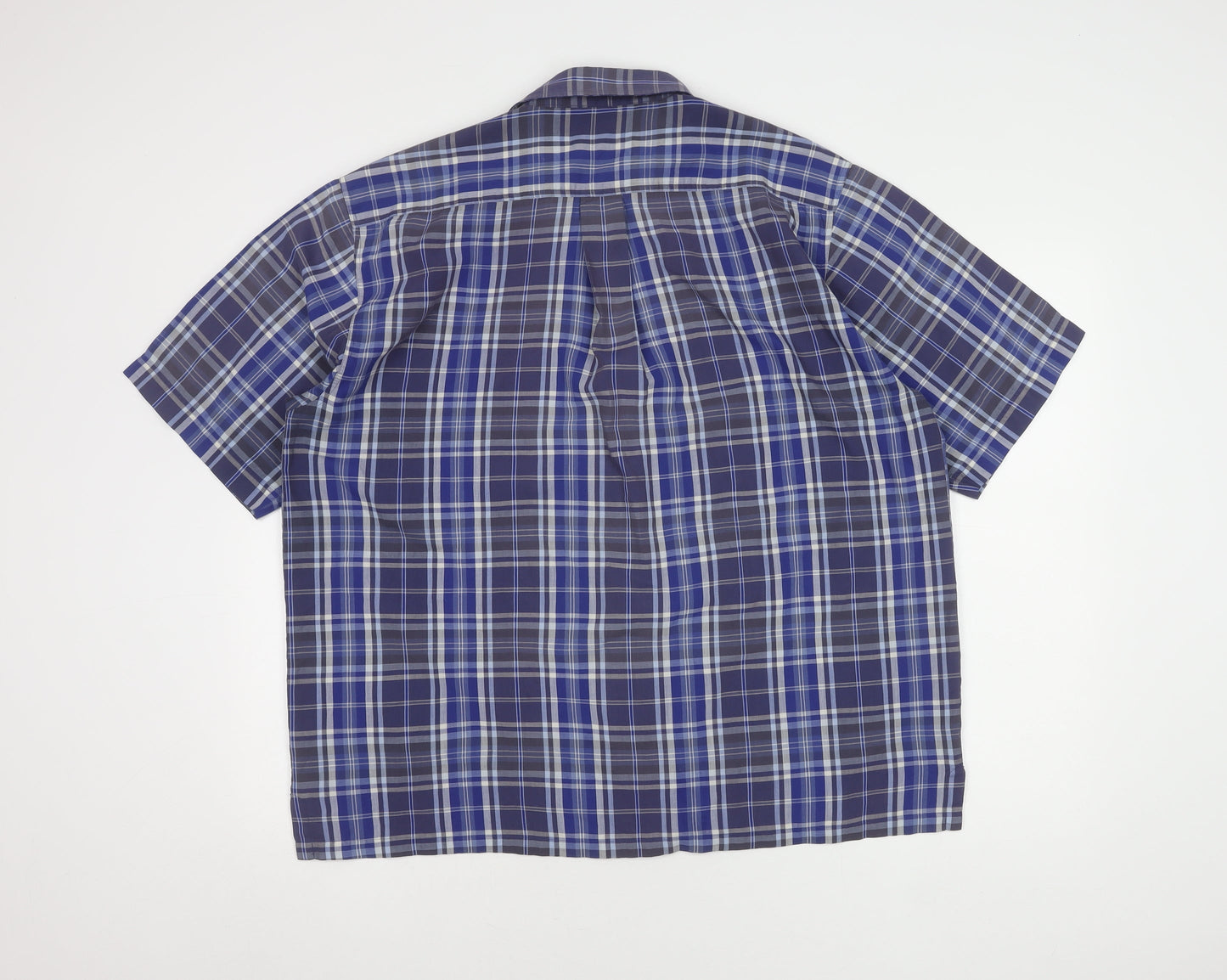 Peter England Men's Blue Plaid Short Sleeve Shirt L