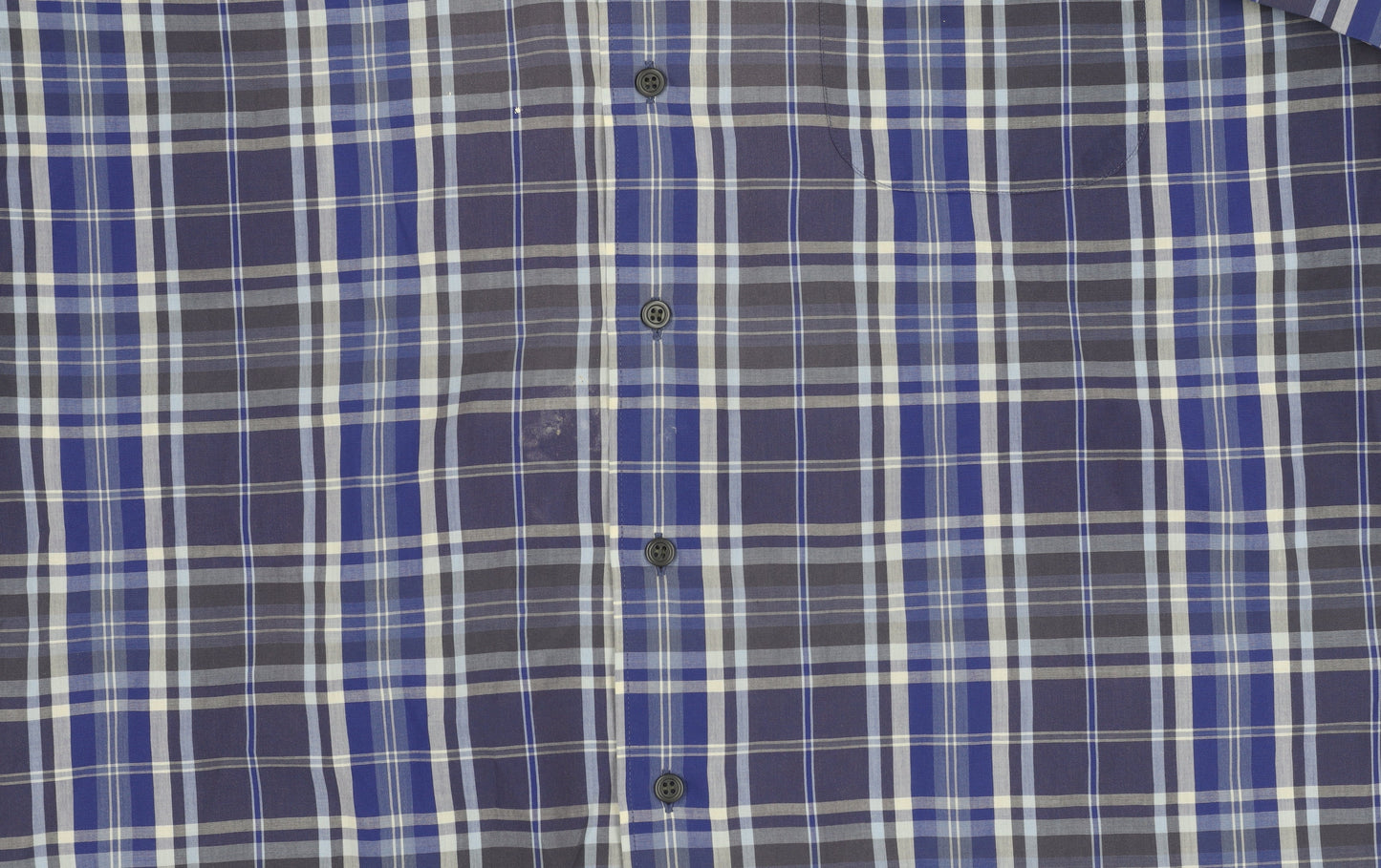 Peter England Men's Blue Plaid Short Sleeve Shirt L