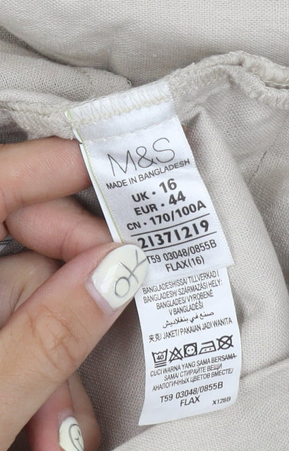 Marks and Spencer Women's Beige Blazer Size 16