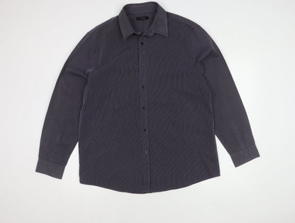 Thomas Nash Men's Black Striped Button-Up Shirt L