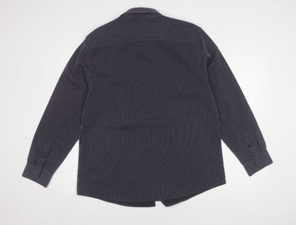 Thomas Nash Men's Black Striped Button-Up Shirt L