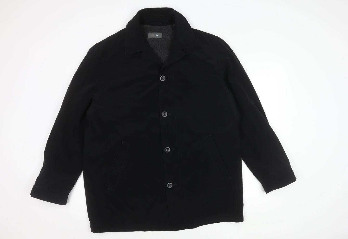 Mens UK Size M Marks and Spencer Black Basic Coat