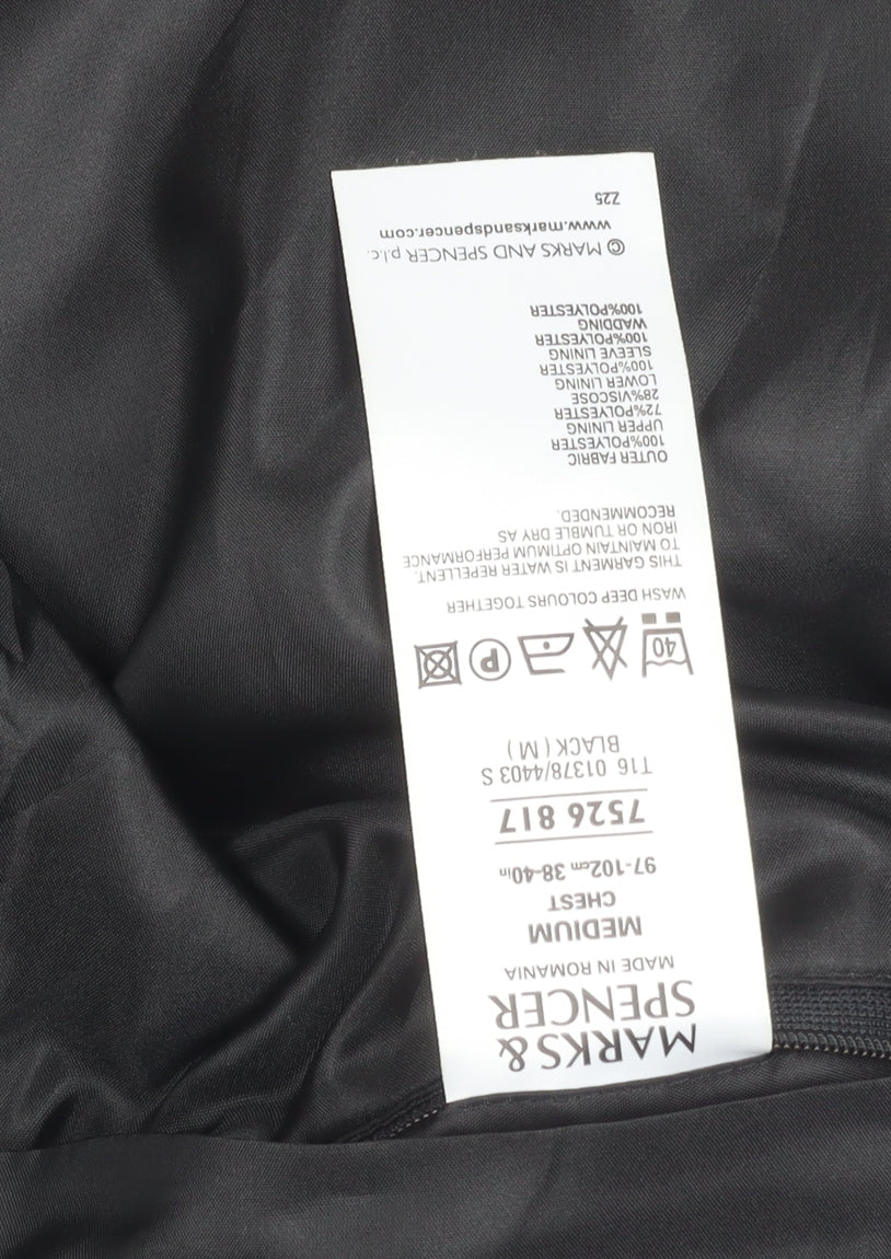 Mens UK Size M Marks and Spencer Black Basic Coat