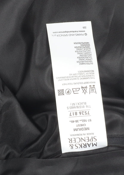 Mens UK Size M Marks and Spencer Black Basic Coat