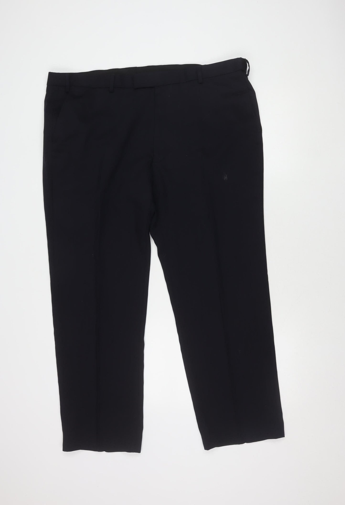 Marks and Spencer Men's Black Regular Fit Trousers