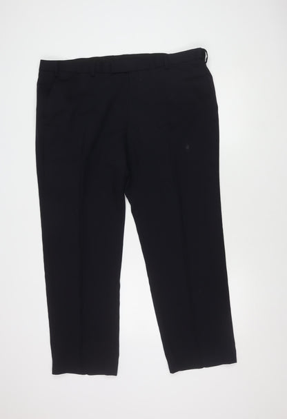Marks and Spencer Men's Black Regular Fit Trousers