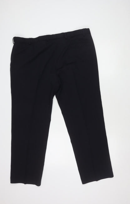 Marks and Spencer Men's Black Regular Fit Trousers