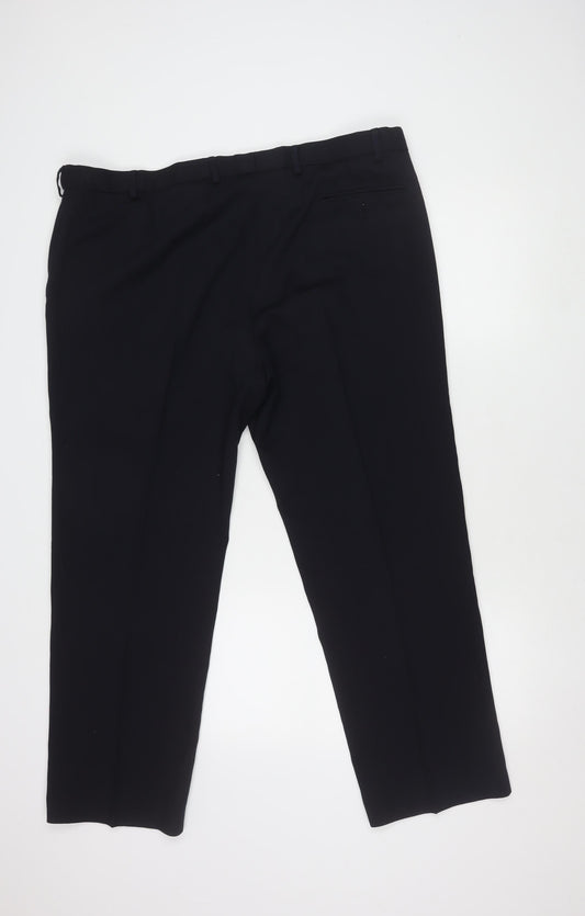 Marks and Spencer Men's Black Regular Fit Trousers