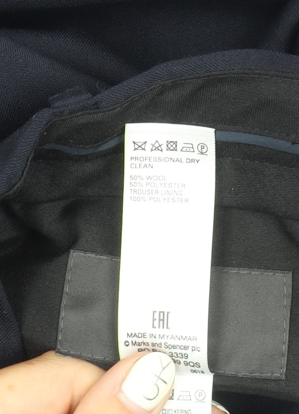 Marks and Spencer Men's Black Regular Fit Trousers