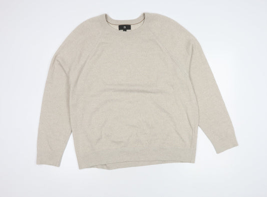 BR Men's Beige Wool Pullover Jumper XL