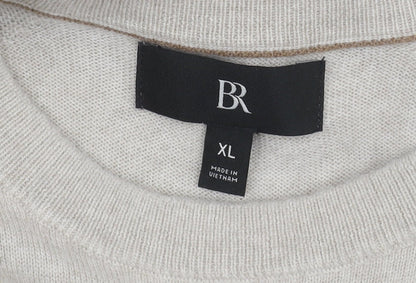 BR Men's Beige Wool Pullover Jumper XL