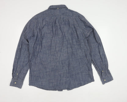 John Lewis 2XL Men's Blue Slim Fit Button-Up Shirt