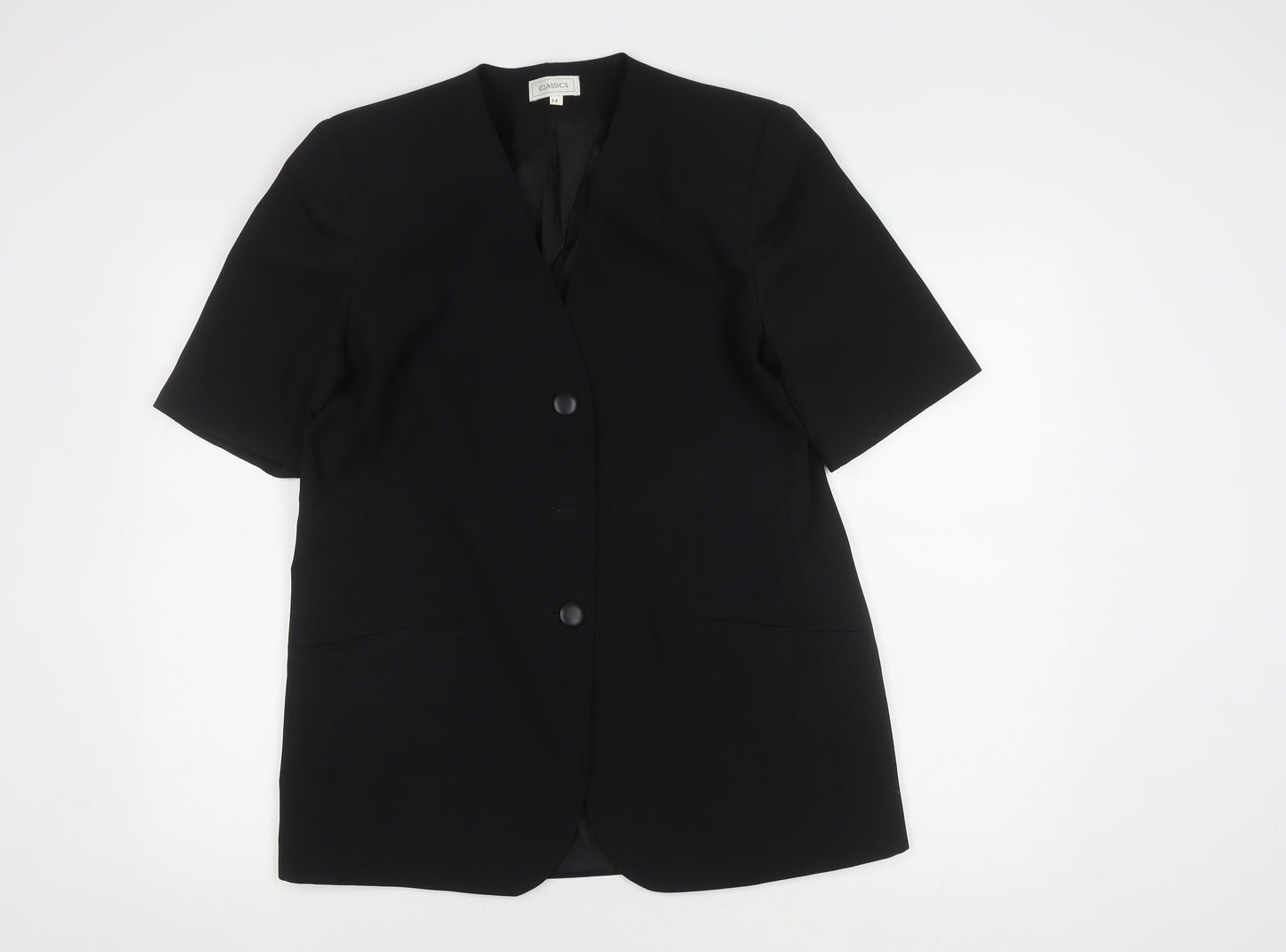 Classics Black Women's Blazer Size 14 Short Sleeve